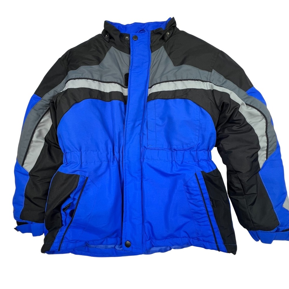 Arizona Boys 10\12 Winter Puffer Coat Jacket Ski Blue Gray Black -No Hood & FLAW
